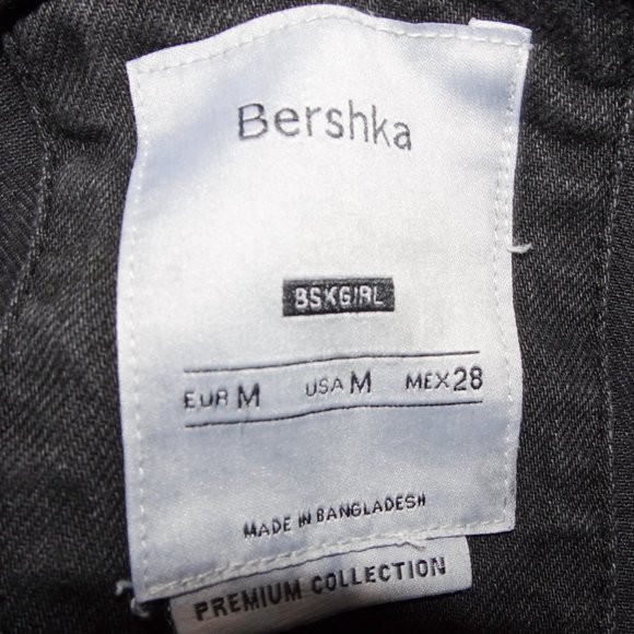 Bershka Embroidered Black Denim Jacket Floral Raw Hem - Picture 8 of 8